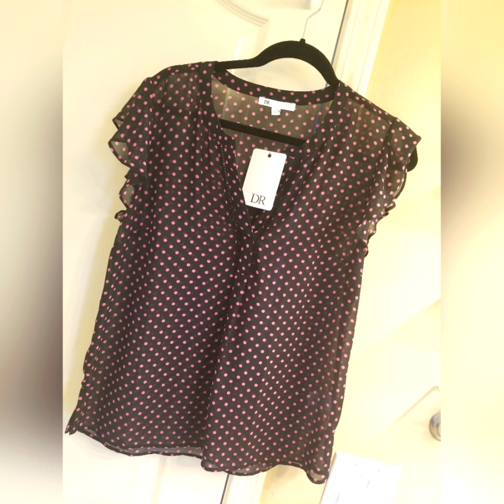 DR2 * PINK POKA DOT TOP